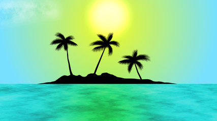 Fototapeta na wymiar Island with palm trees
