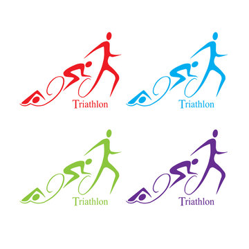 Vector triathlon symbol set