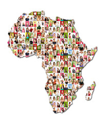 map of africa with a lot of people portraits