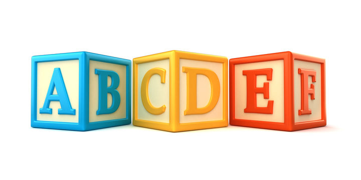 ABC building blocks on white background