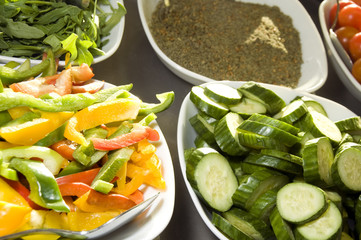 sliced vegetables tomatoes with spice Jerusalem