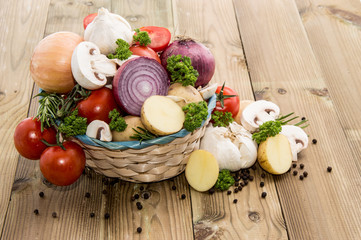 Different Vegetables in a basket