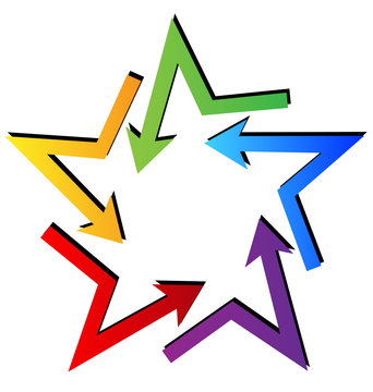 Arrows in star shape logo vector
