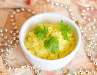 Rice with curcuma