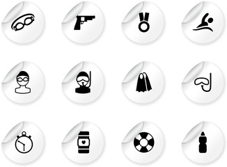 Stickers with swimming icons