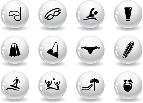 Web buttons, beach icons