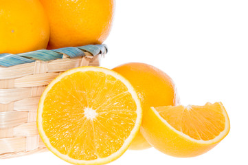 Basket with Oranges on white