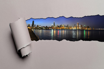 Torn Paper With Chicago Skyline