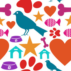 Love for pets icon seamless pattern