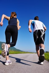 Young couple jogging