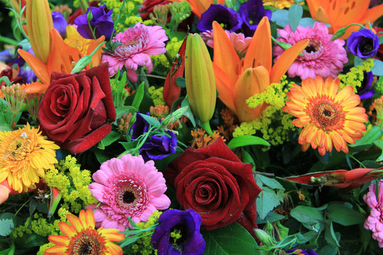 Mixed floral arrangement in bright colors