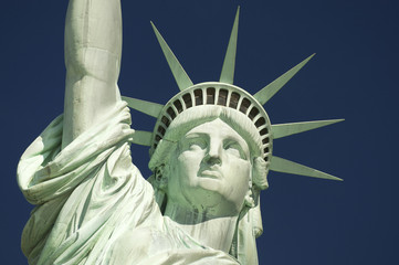 Statue of Liberty Close-Up Blue Sky Horizontal