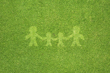 Family on green grass texture and  background - 43847517