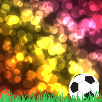 Football with green grass on color abstract  background