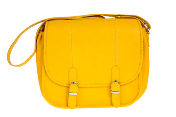 Yellow women bag isolated on white background