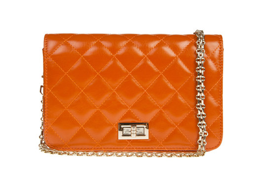 luxury leather female bag isolated on white