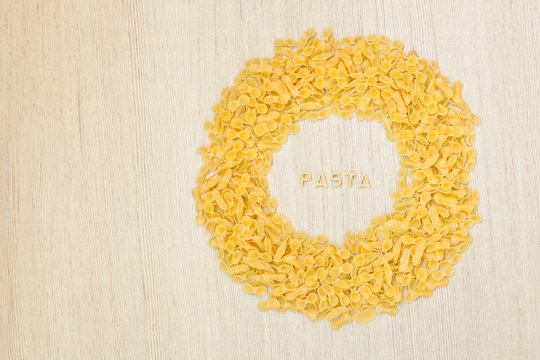 PASTA text made of pasta letters