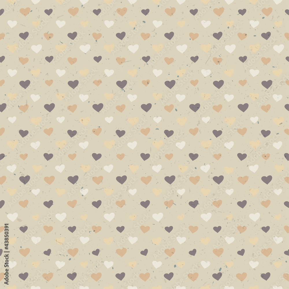 Poster seamless hearts pattern on paper texture. vector, eps10