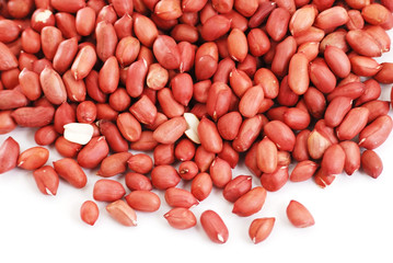 Peanuts on white background
