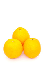 three oranges over white paper
