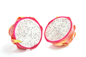 Half Dragon Fruit on white background