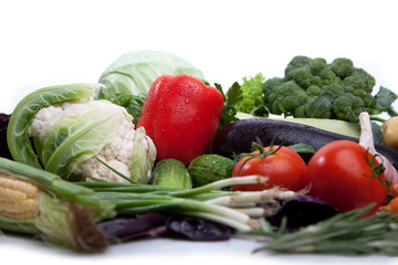 Fresh vegetables on white.
