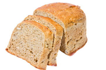 Brown bread isolated on white
