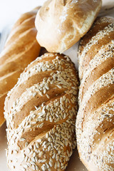 Loaves of Fresh Bread Garnished with Seeds
