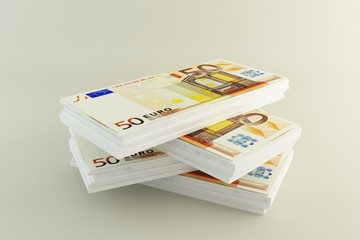 Stash of money euro bills
