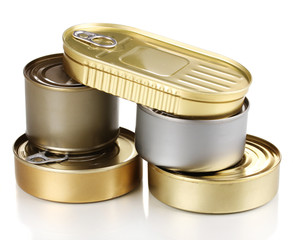 Tin cans isolated on white