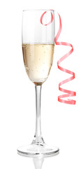Glass of champagne isolated on white