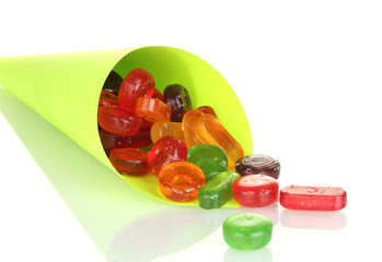 Tasty colorful candies in bright bag