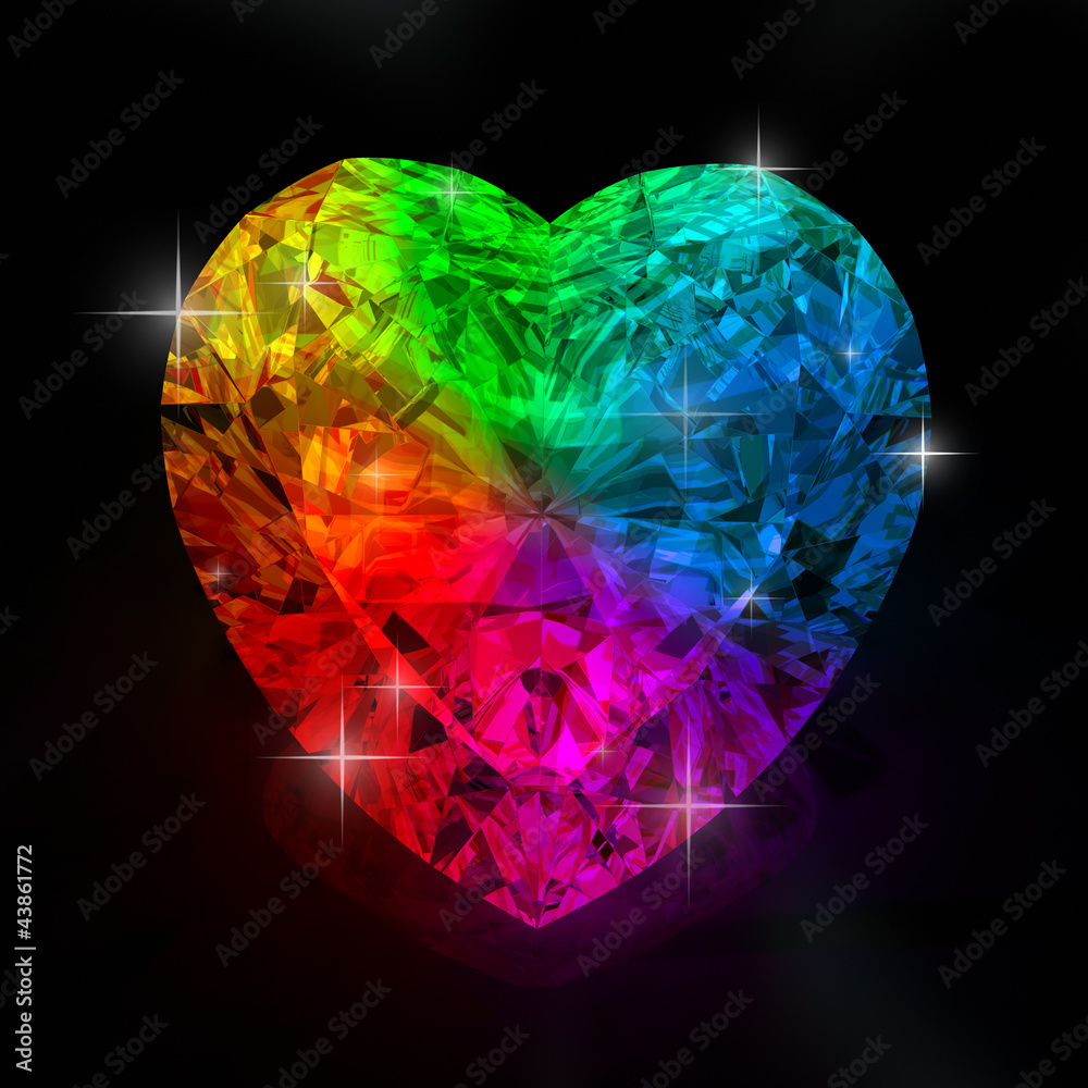 Wall mural rainbow heart shape diamond