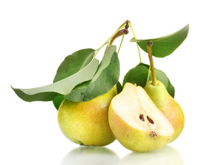 Juicy flavorful pears isolated on white