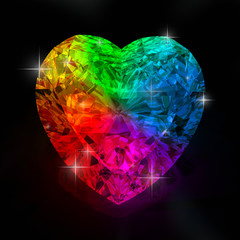 rainbow heart shape diamond