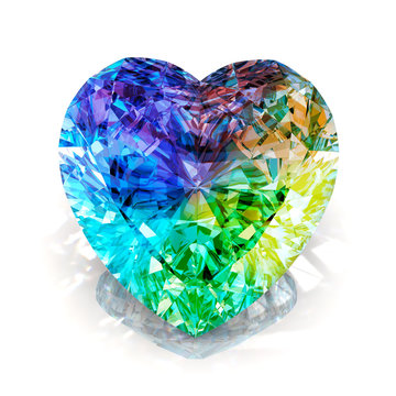 rainbow heart shape diamond