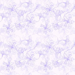 Tropical Flowers background. Seamless pattern
