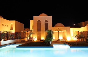 Villa and Pool in the Evening