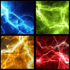 Four colorful abstract lightning