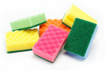 cleaning sponges on a white background.