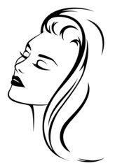 beautiful woman face with long hair