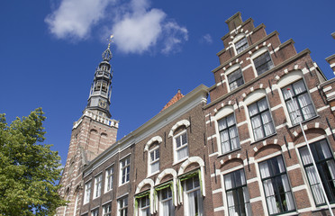 Fototapeta na wymiar Houses and Church in Leiden, Holland
