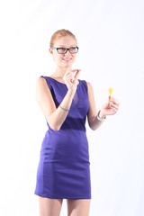 Beautiful woman with darts, ready to throw