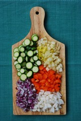 Vegetables palette on wooden trencher