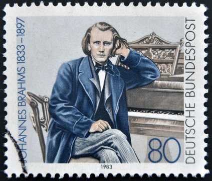 a stamp printed in  Germany shows Johannes Brahms