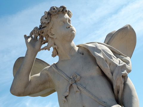 Classic Zephyrus statue at The Upper Garden, Peterhof