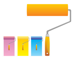 paint rollers with color strokes