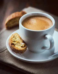 Fototapeten Cup of espresso coffee with cantuccini © B.G. Photography