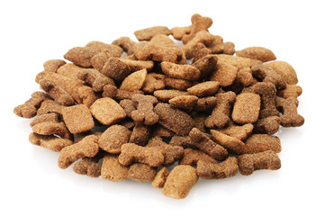 dry dog food isolated on white
