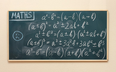 Math formulas written on the desk